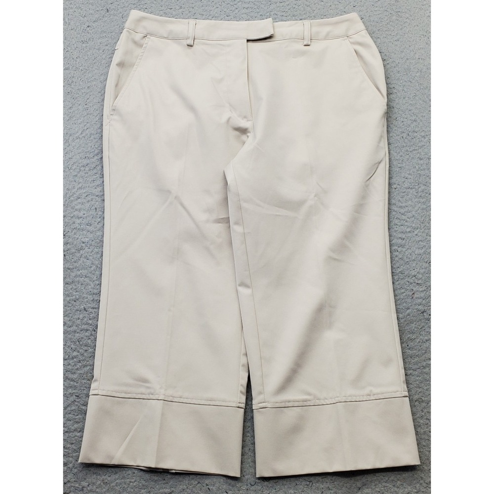 Adidas Climacool Pants Womens 6 Tan Stretch Flat Front Slash Pocket Straight Leg